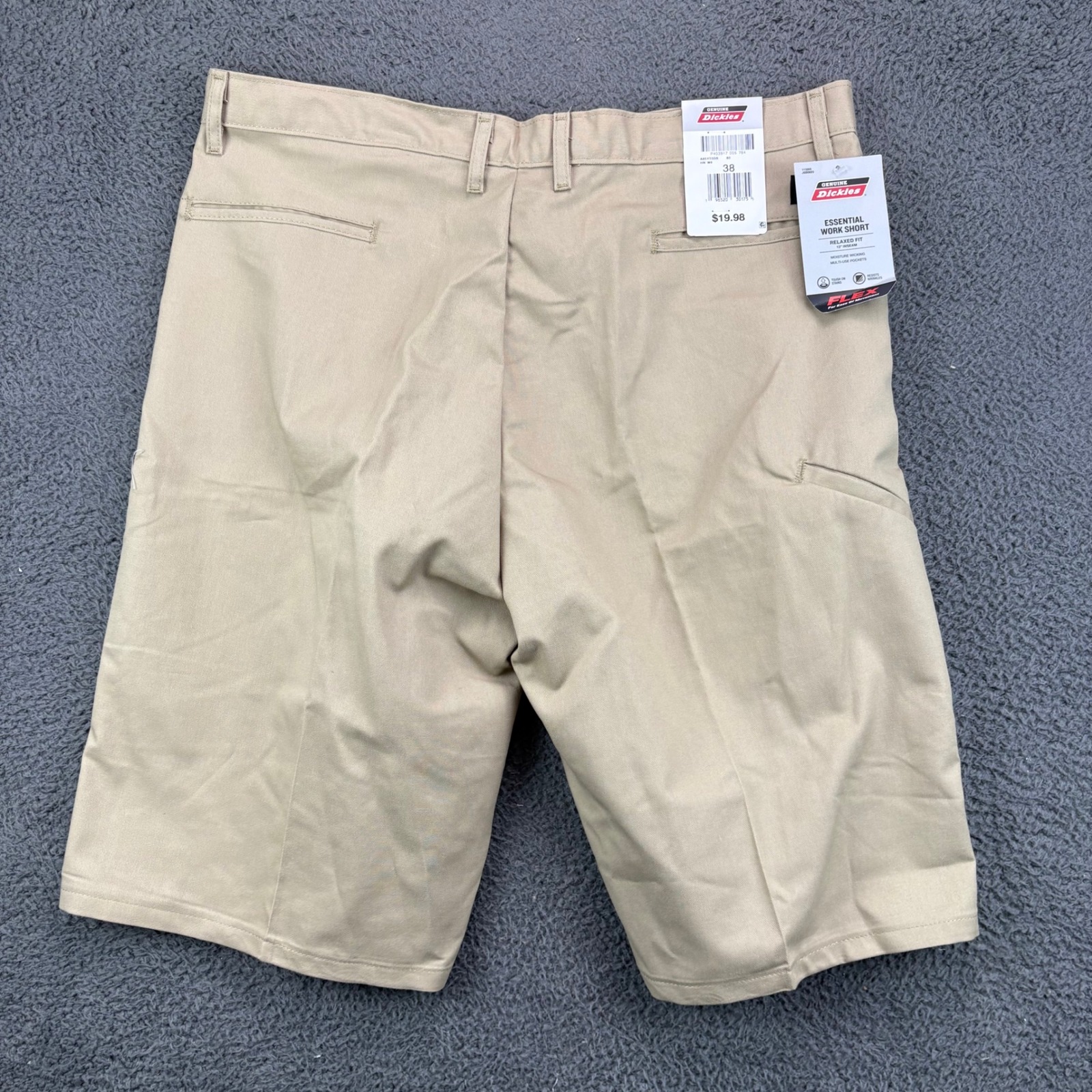 Genuine Dickies Mens Relaxed Fit Essential Work Short Khaki Tan 38 Flex Fabric